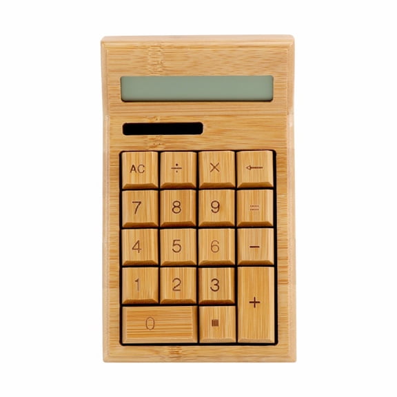 12 Digit Bamboo Office Calculator Solar Power LCD Display School Special Gift Christmas Calculate Commercial Tool