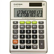 CATIGA ELECTRONICS 12-Digit Business Calculator - CATIGA CD-2738-12T - Dual-Power - Tax Calculator (Gold)