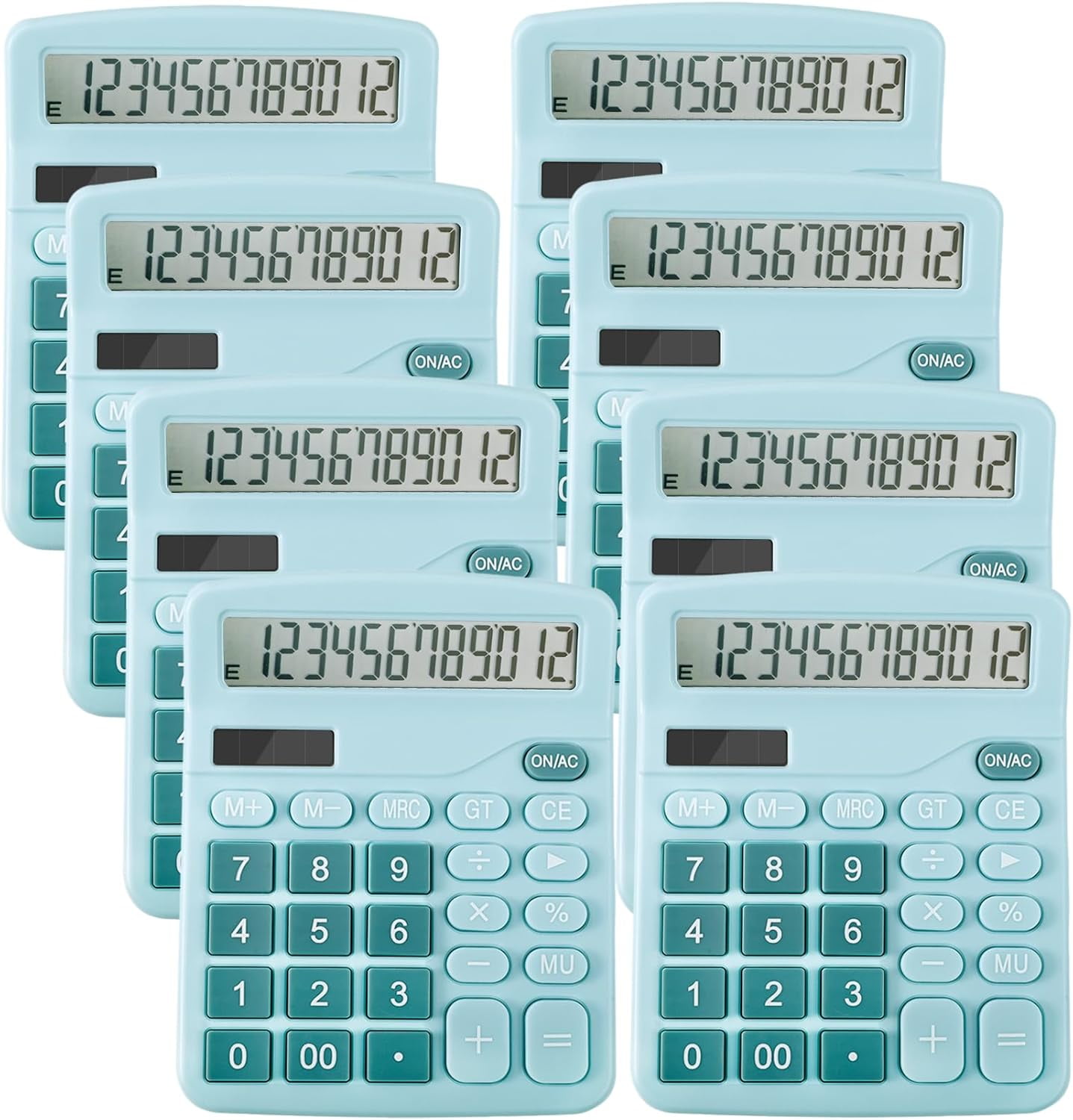 12-Digit Calculator, Desktop Calculators with Big Buttons and Large Display,Office Desktop,Solar Battery Dual Power,Desk Calculator for Office Home(Blue,8 Pack)