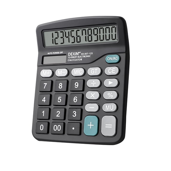 12 Digit Calculator, Dual Power Solar and Battery Desktop Calculator with Large LCD Display, Basic Financial Calculator for Office, School, Business, and Accounting Use
