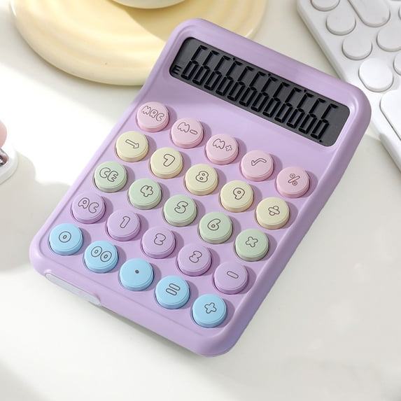 12-Digit Calculator Professional Calculator Professional Calculator 12-Digit Display Portable Electronic Calculator for Office Finance with 240 Functions Memory Purple Color Round Keypad