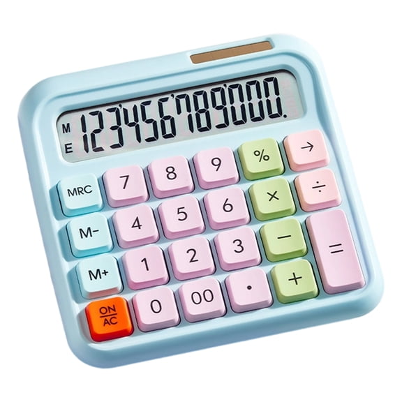12 Digit Calculator With Flexible Key panel Solar Auto Charging 15° Inclined Screen Long-lasting Plastic Ideal For Accounting Office Tasks
