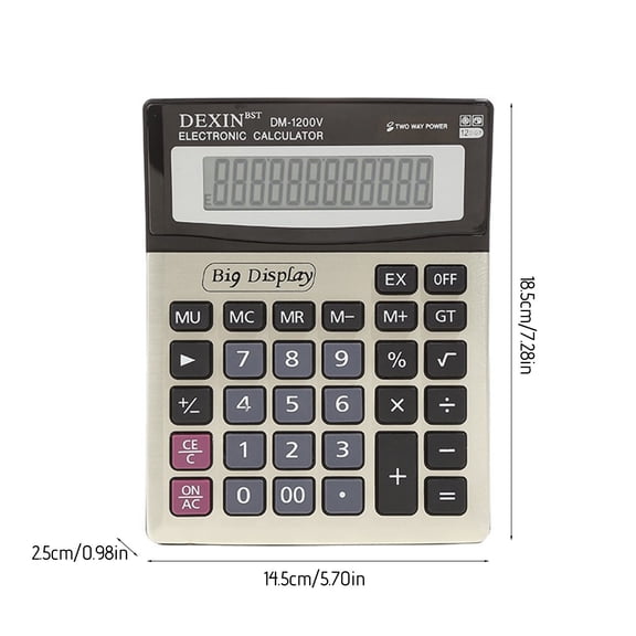 12 Digit Desk Calculator, Desktop Calculators with Large LCD Display & Big Buttons, Battery, Standard Basic 4 Function Calculator for Classroom, Office, Home, Business, Teachers