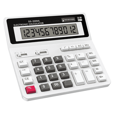 12-Digit Desktop Calculator, Clear Large LCD Display, School Calculators with Dual Power Battery and Solar, Sensitive Big Buttons and Standard Function for School, Office, Home