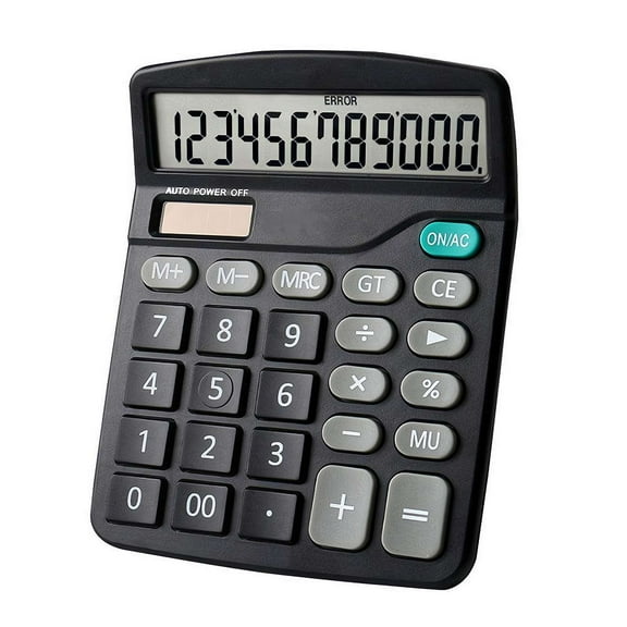 12-Digit Large LCD Display Calculator Standard Function Calculator with Solar & Battery Dual Power for Home Basic Desktop Office