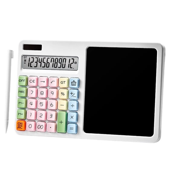 12 Digit Solar Calculator With LCD Writing Board Large Display Portable ABS Design With Pen Portable & Craft Calculator With 12 Digit LCD Display Easter Crafts for Kids Ages 8-12 Craft Table with