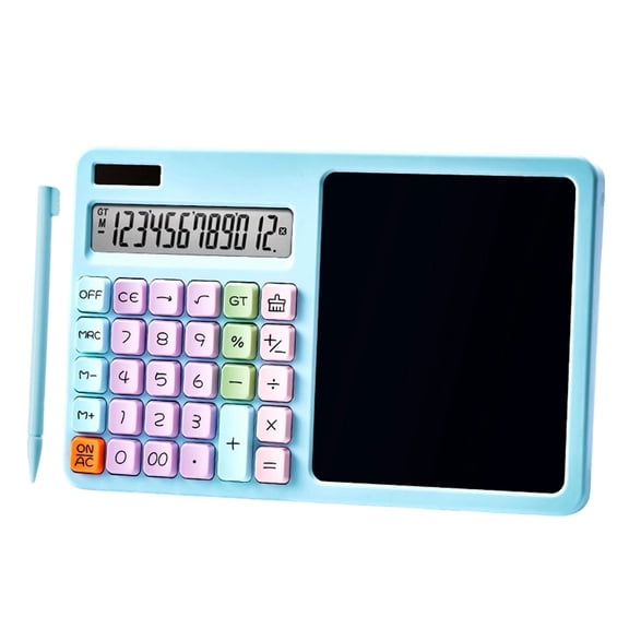 12 Digit Solar Calculator With LCD Writing Board Large Display Portable ABS Design Craft Stationery