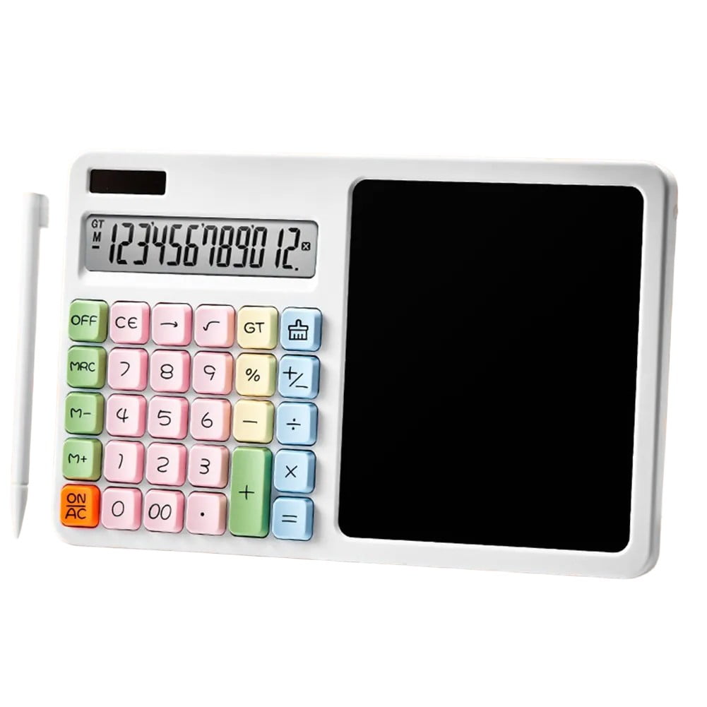 12-Digit Solar Calculator with LCD Writing Board - Perfect for Work & Study!