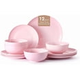 thumbnail image 1 of 12-   Dinnerware Set for 4, Lightweight Porcelain Round Plates and Bowls Set, Durable Scratch Resistant Ceramic Dinner Set, Microwave & Dishwasher Safe,, 1 of 6