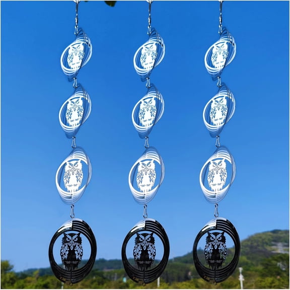 12 Discs Owl Bird Scare Discs Set-Highly Reflective Double-Sided Bird Reflectors,Extra Sparkly Owl Wind Spinner Outdoor Garden Decor, Bird Devices Deterrent to Scare Birds Away from Yard Patio Farm