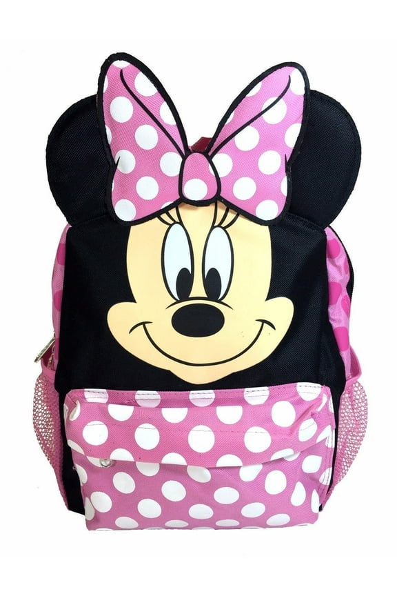 12" Disney Minnie Mouse Face Back to School Backpack Small Bag with 3D Ear