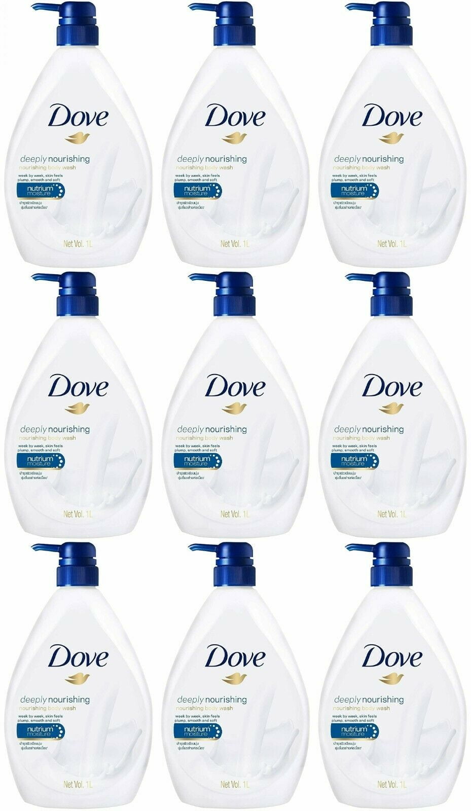 12 Dove Body Wash Pump Deep Nourishing -1Liter Bulk Case of 12