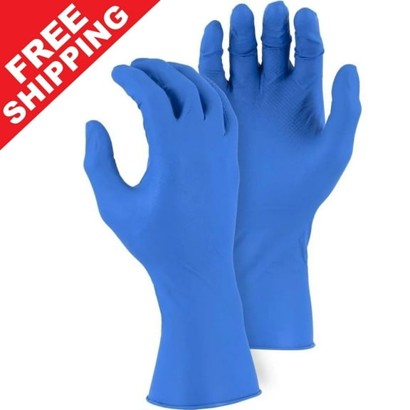 144 Pairs Extended-Cuff Reusable Latex Gloves, 13 Mil, Blue, Sz 8