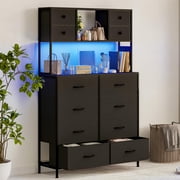 12-Drawer Dresser for Bedroom, Versatile Fabric Chest of Drawers, LED Lights, Charging Station, Anti-Tip Kit, Storage Cabinet for Bedroom