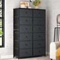 12 Drawer Dresser with Wooden Top and Metal Frame, Tall Fabric Dresser