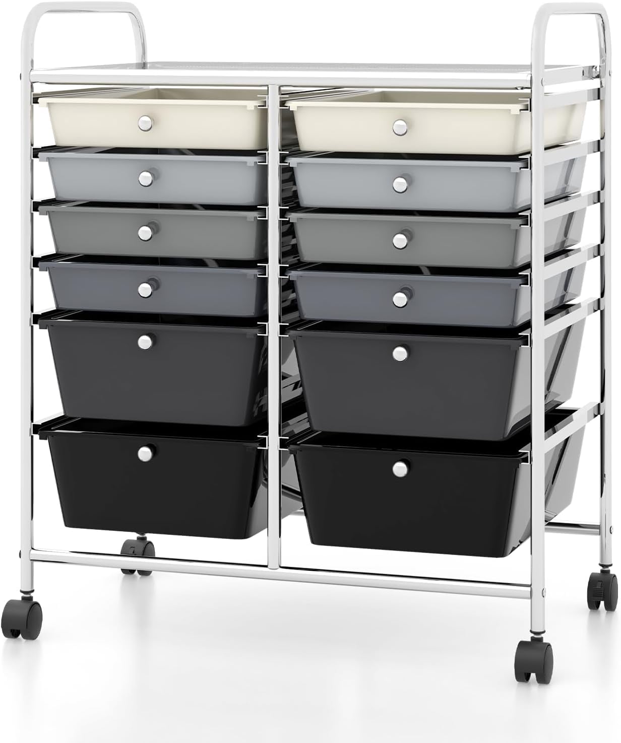 12 Drawer Rolling Cart with Drawers, Storage Cart with Lockable Wheel ...