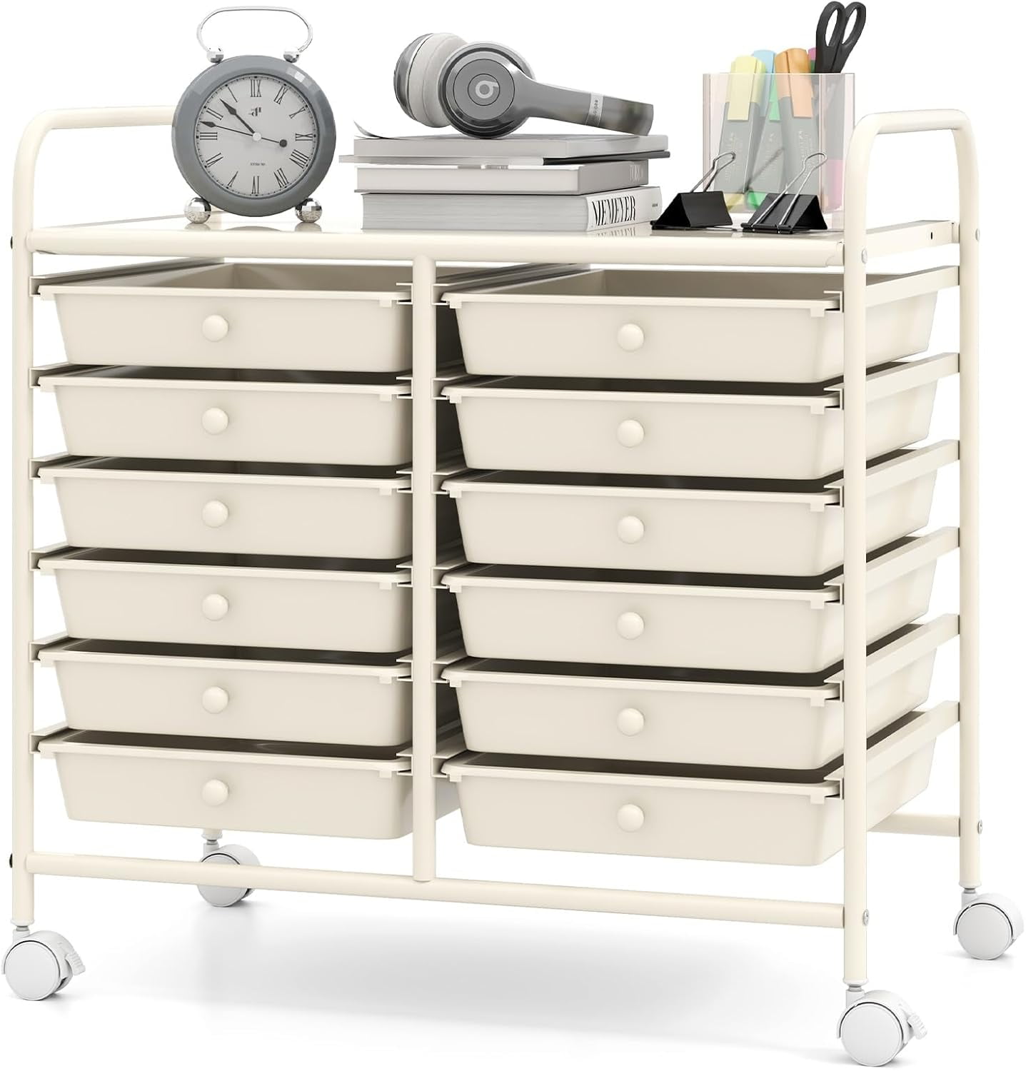12-Drawer Rolling Cart with Drawers Storage Cart with Universal Wheel ...