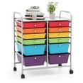 thumbnail image 1 of 12 Drawer Rolling Storage Cart, Art Cart Organizer on Wheels, Mobile Utility Cart with Drawers, Multipurpose Craft Drawers for Home Office School Classroom (Multicolor), 1 of 9