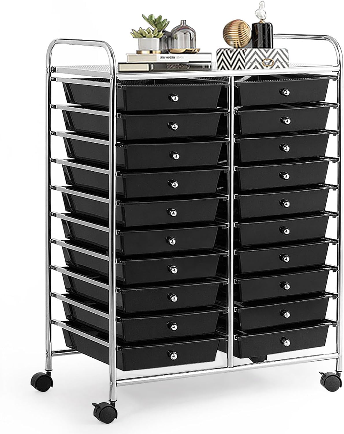 12 Drawer Rolling Storage Cart, Art Cart Organizer on Wheels, Mobile Utility Cart with Drawers ...