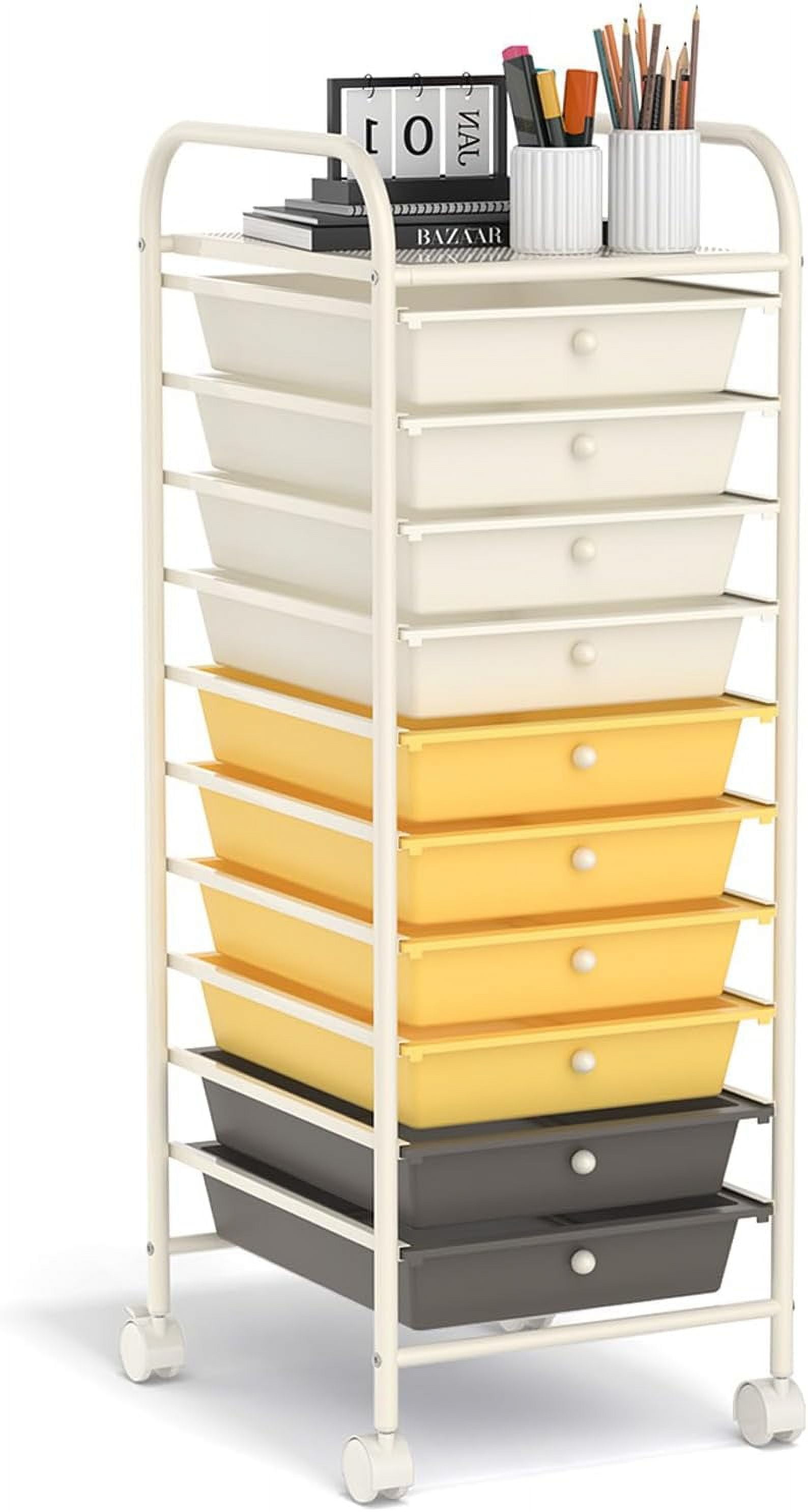 12 Drawer Rolling Storage Cart, Art Cart Organizer on Wheels, Mobile Utility Cart with Drawers ...