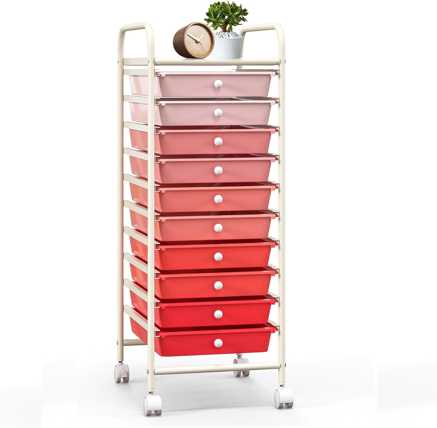 12 Drawer Rolling Storage Cart, Art Cart Organizer on Wheels, Mobile Utility Cart with Drawers ...