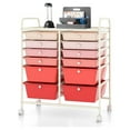 thumbnail image 1 of 12 Drawer Rolling Storage Cart, Mobile Teacher Cart with Drawers, Classroom Drawer Organizer, Multipurpose Utility Cart on Wheels for Home Office School (Gradient Pink, 12 Drawers), 1 of 8