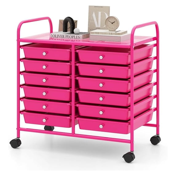 12-Drawer Rolling Storage Cart - Mobile Utility Cart on Wheels for ...