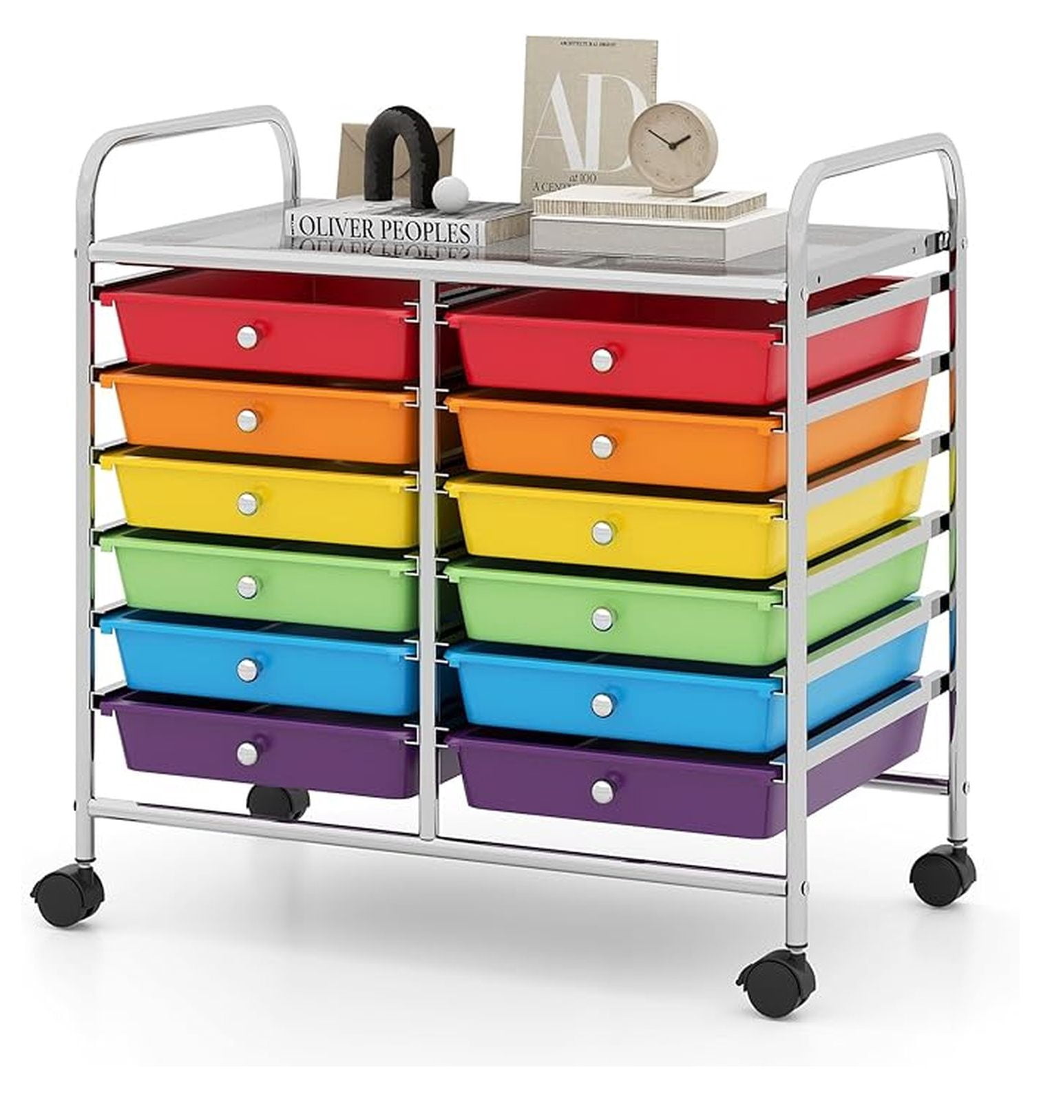 12-Drawer Rolling Storage Cart - Mobile Utility Cart on Wheels for ...