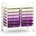 thumbnail image 1 of 12-Drawer Rolling Storage Cart, Multifunctional Art Craft Organizer Cart, Mobile Utility Storage Cart with Removable Drawers & Lockable Wheels, Craft Cart for Home Office School, Purple Gradient, 1 of 18