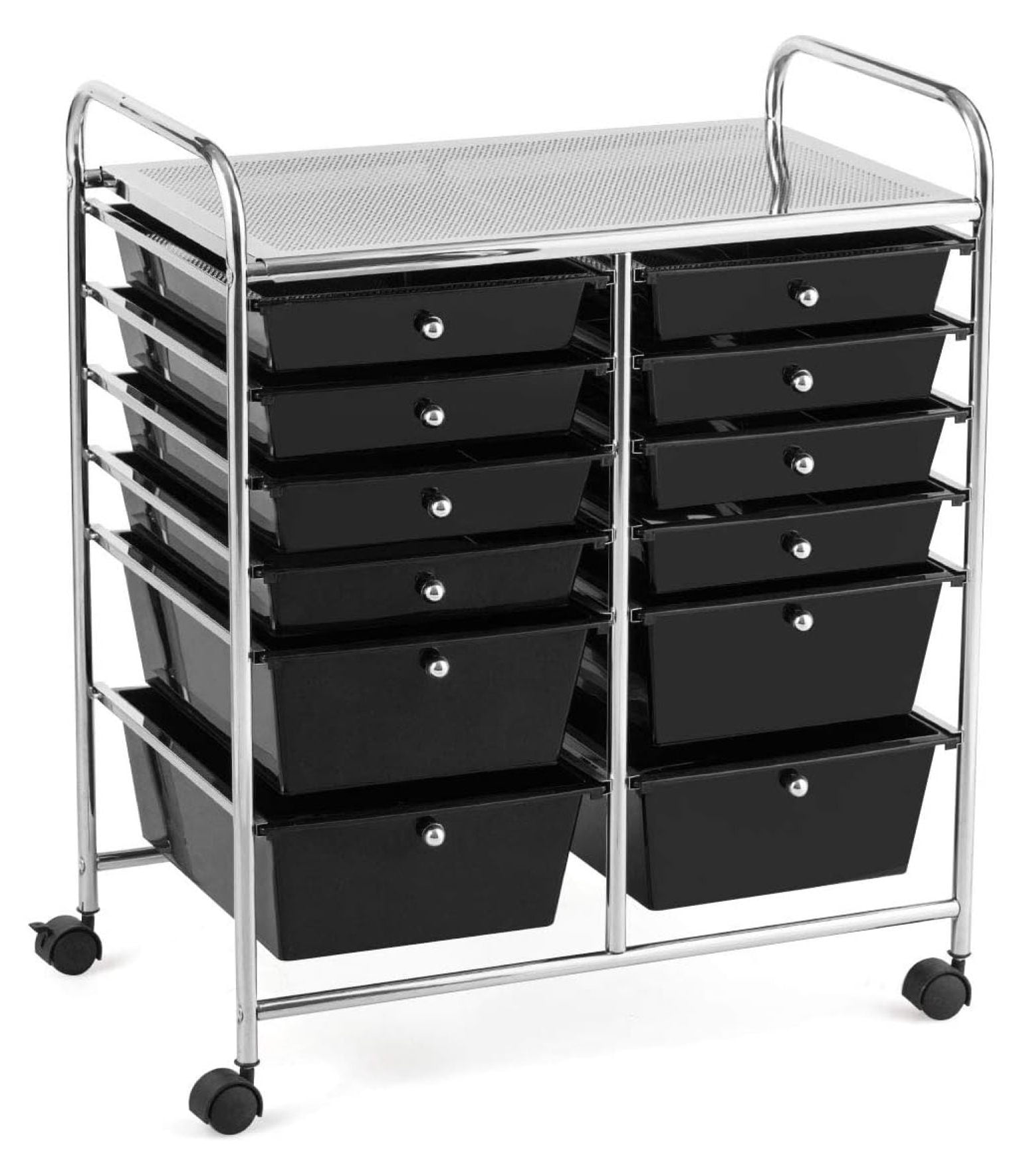 12-Drawer Rolling Storage Cart, Multipurpose Organizer Cart with 2 ...