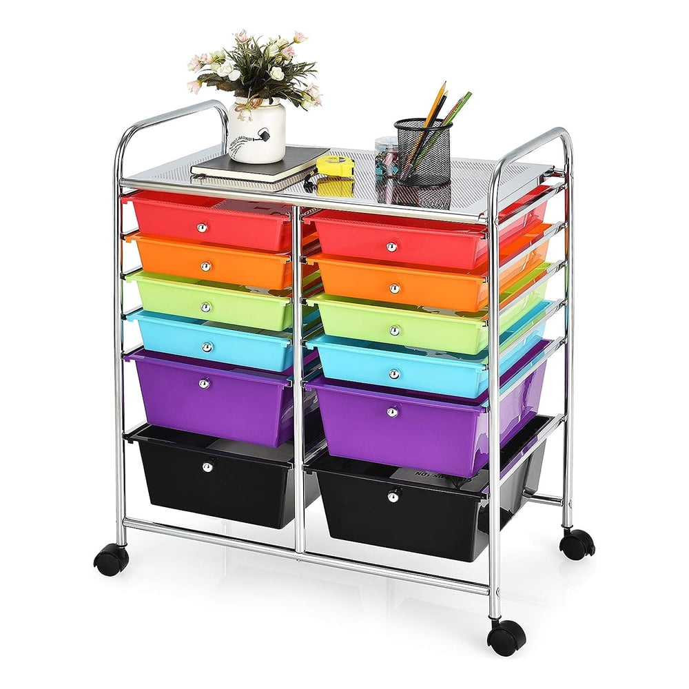 12 Drawer Rolling Storage Cart, Utility Cart with 4 Universal Wheels