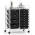 thumbnail image 1 of 12-Drawer Utility Rolling Cart with Metal Tabletop, Drawer Organizer with Wheels, Scrapbook Paper Office School Organizer,Black, 1 of 8
