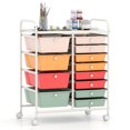 thumbnail image 1 of 12-Drawer Utility Rolling Cart with Metal Tabletop, Drawer Organizer with Wheels, Scrapbook Paper Office School Organizer,Macaron, 1 of 8