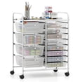 thumbnail image 1 of 12-Drawer Utility Rolling Cart with Metal Tabletop, Drawer Organizer with Wheels, Scrapbook Paper Office School Organizer,Transparent, 1 of 7