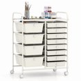 thumbnail image 1 of 12-Drawer Utility Rolling Cart with Metal Tabletop, Drawer Organizer with Wheels, Scrapbook Paper Office School Organizer,White, 1 of 8