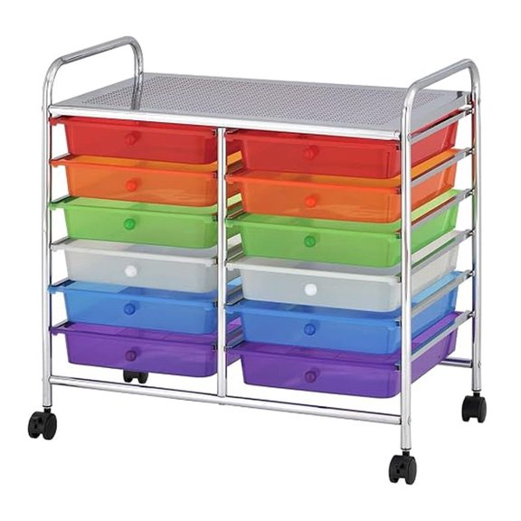 12-Drawer Value Mobile Storage Utility Cart, Assorted