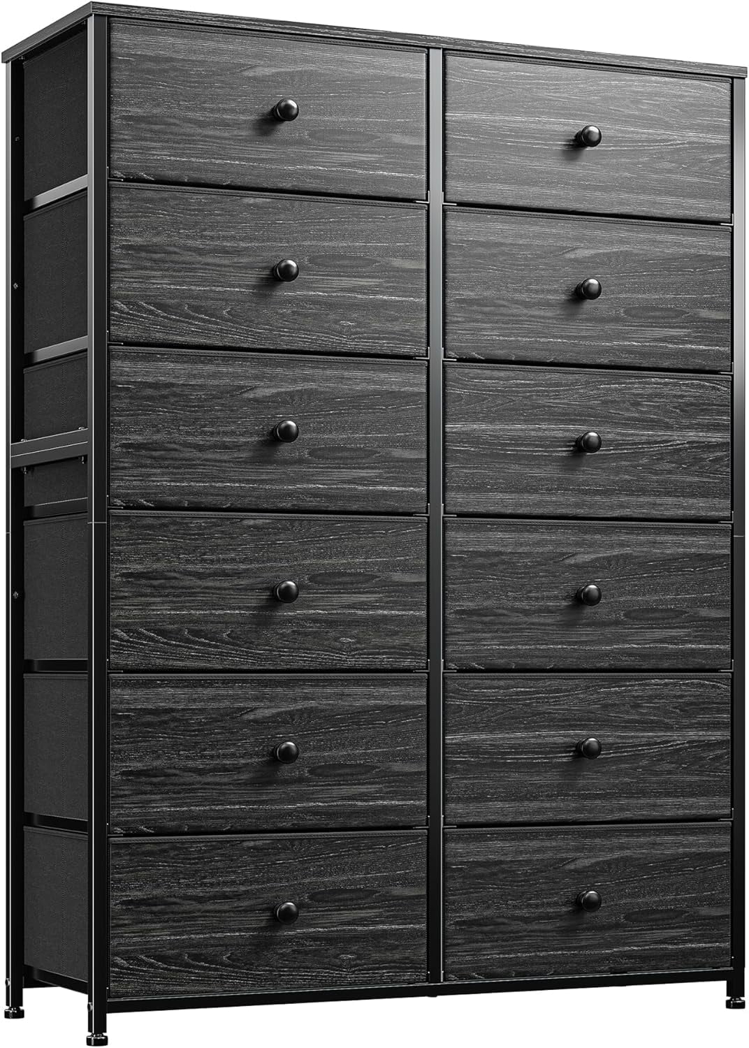 12 Drawers Dresser for Bedroom, 52.2''H Black Tall Dresser for Closet ...