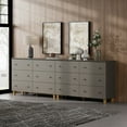 thumbnail image 1 of 12 Drawers Dresser for Bedroom, 2-in-1 Modern Wooden Chest of Drawers, 94" Wide, Dark Gray Finish, 1 of 7