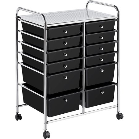 12 Drawers Rolling Storage Cart Multipurpose Movable Organizer Cart Storage Bin Trolley Tools Scrapbook Paper Organizer on Wheels