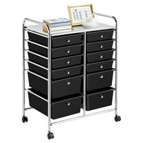 12 Drawers Rolling Storage Cart Multipurpose Movable Organizer Cart Trolley Tools Scrapbook Paper Organizer on Wheels, Black