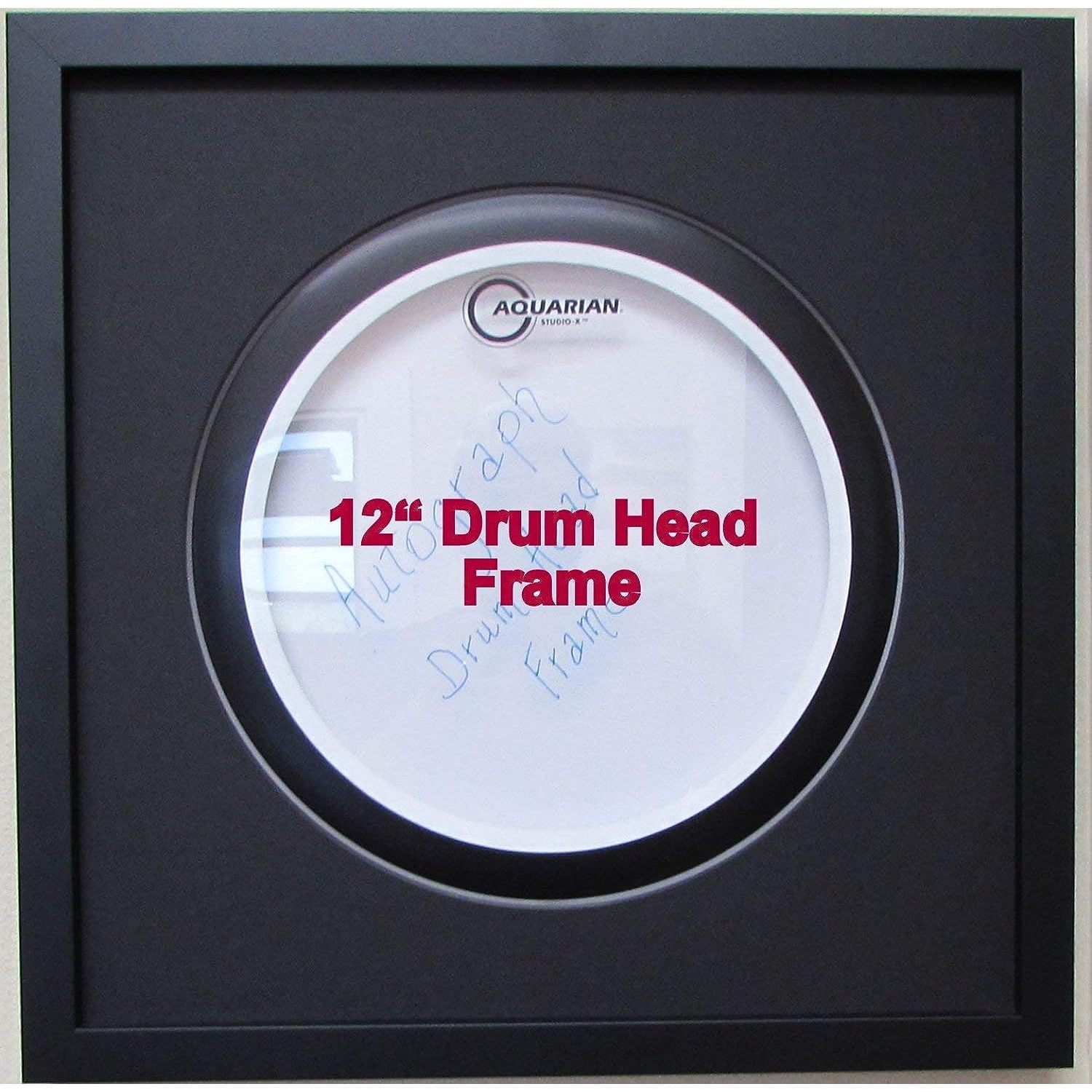 12" Drum Head Display Frame Set Black Frame Easy Mount (Black Matting