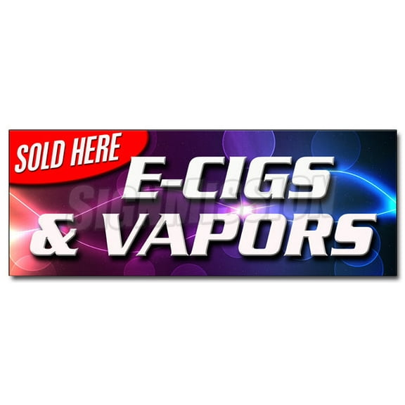 12" E-CIGS & VAPORS SOLD HERE DECAL sticker pipes flavored pens hookah
