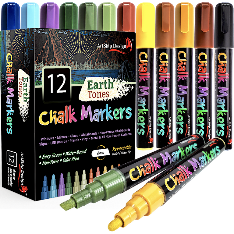 Chalk Pens White & Coloured Liquid Marker Art Blackboard Black