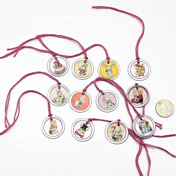 12-Easter-Retro-1950'S-Metal Rim-Spring-Parties-Smooth Cardstock-Gift-Hang-Tags