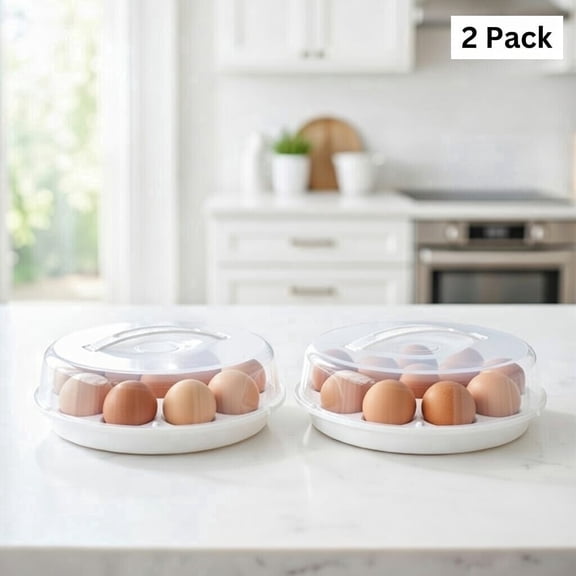 12-Egg Carrier with Lid (10.375 x 3.5 in) - Portable Plastic Egg Storage Containers for Easy Transport