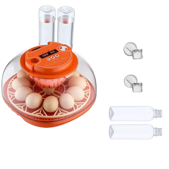 12 Egg Incubator with Automatic Egg Turner, LED Candler, Temperature and Humidity Control, 360° Viewing Window for Hatching Chicken, Duck, Goose, and Quail Eggs at Home or Small Farm