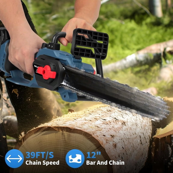 12" Electric Chainsaw Cordless, Brushless Battery Powered Chain Saw with 2 x 4.0Ah batteries, Auto Oiler, Tool-free Chain Tension, Handheld Mini Chainsaw for Wood Cutting Tree Trimming Branch Pruning