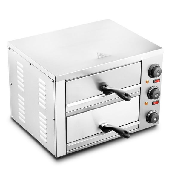 12" Electric Pizza Oven Countertop, Adjustable Temp 122-662F, 120Min Timer, Stainless Steel Pizza Baker for Home & Commercial Use