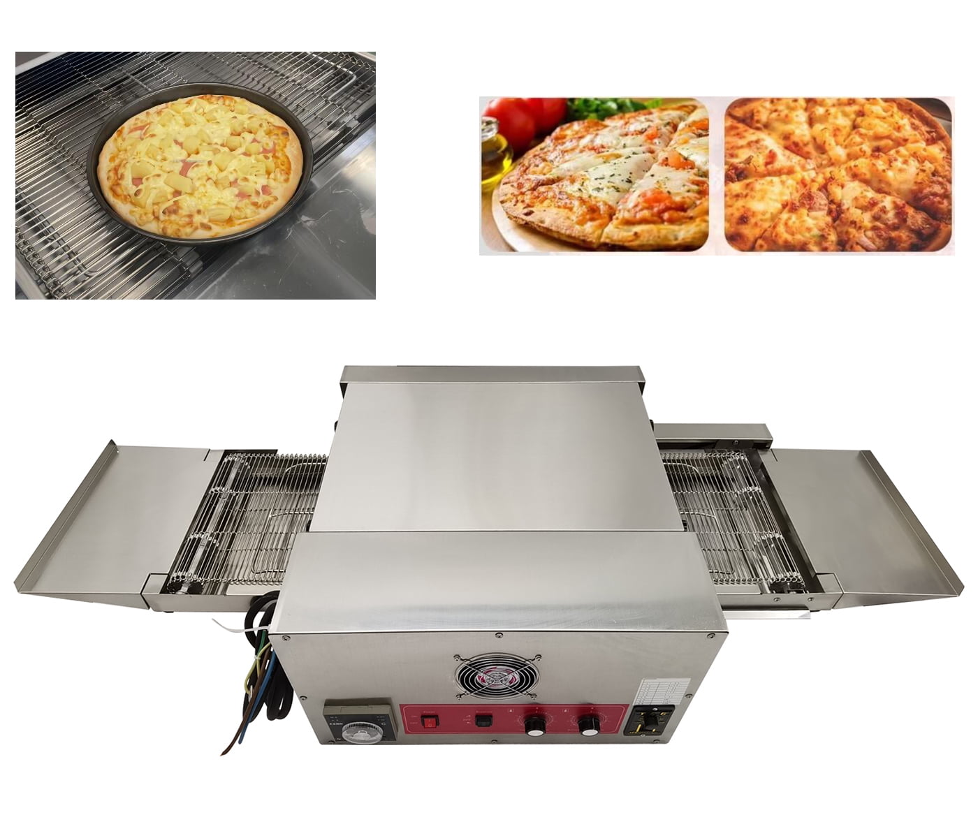 12" Electric Pizza Oven Countertop Conveyor Belt Chain Type Pizza Oven 220V