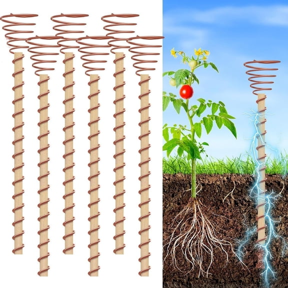 12" Electric Plant Growth Stimulator Stakes – 6-Pack Copper Coil Antenna for Healthier Roots & Yield